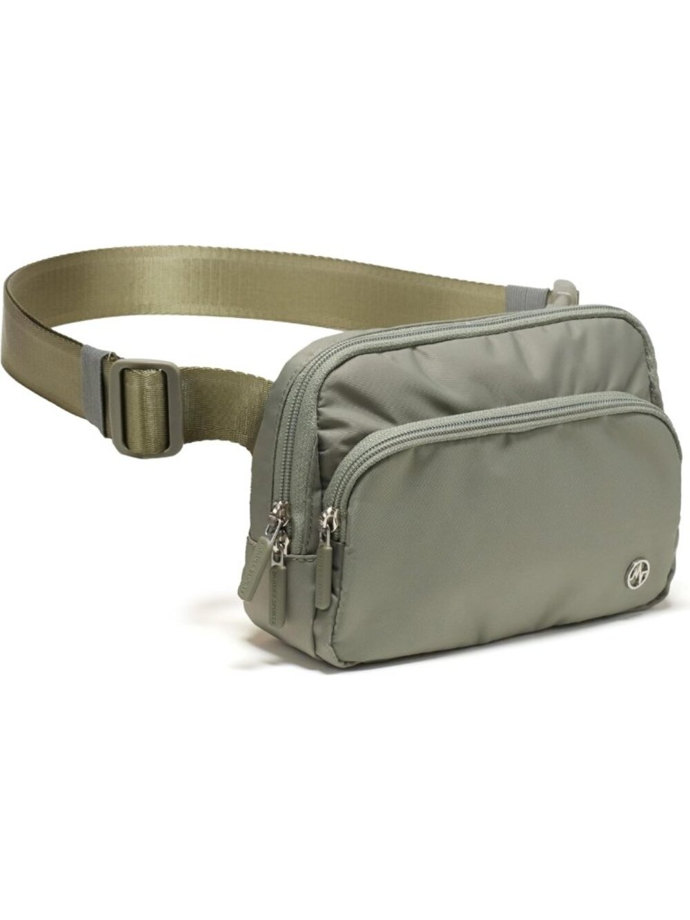 Versatile Nylon Crossbody Belt Bag, 6-Pocket Adjustable Sling Fanny Pack, Grey